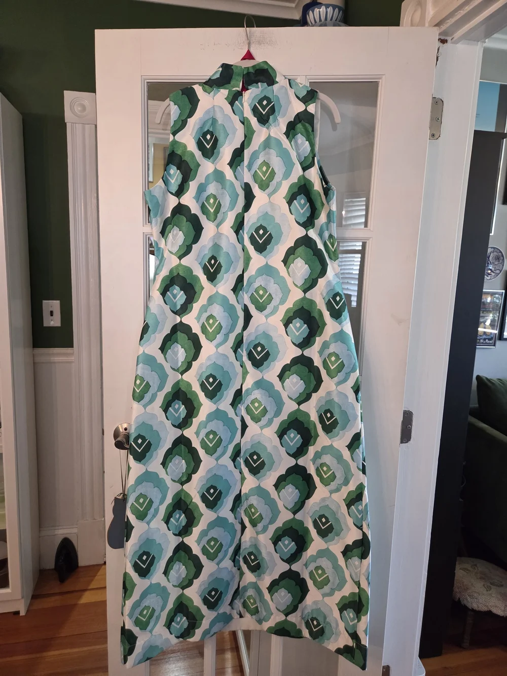 Frances Valentine Green Geo-Print Maxi Dress - Size 12 - Picture 8 of 16